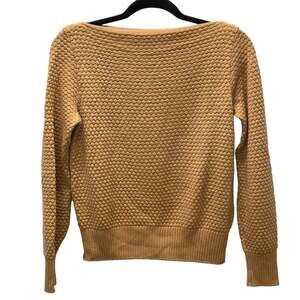 Beams Demi-Luxe Womens Tan Brown Camel Wool Quilted Boatneck Sweater M?